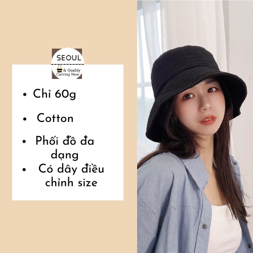 Nón vành rộng vải xô cao cấp siêu nhẹ dùng 4 mùa, mũ bucket đi biển Hotrend