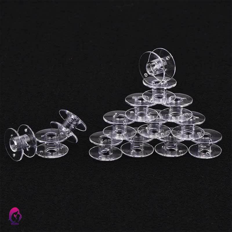 ♦♦ 25Pcs Empty Bobbins Sewing Machine Spools Clear Plastic with Case Storage Box for Brother Janome