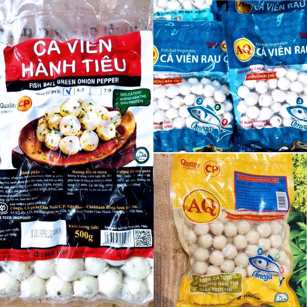 SỈ -LẺ Cá viên AQ đủ vị siêu ngon cá/ hành tiêu/ rau củ (gói 500gr)- SHIP HỎA TỐC HCM