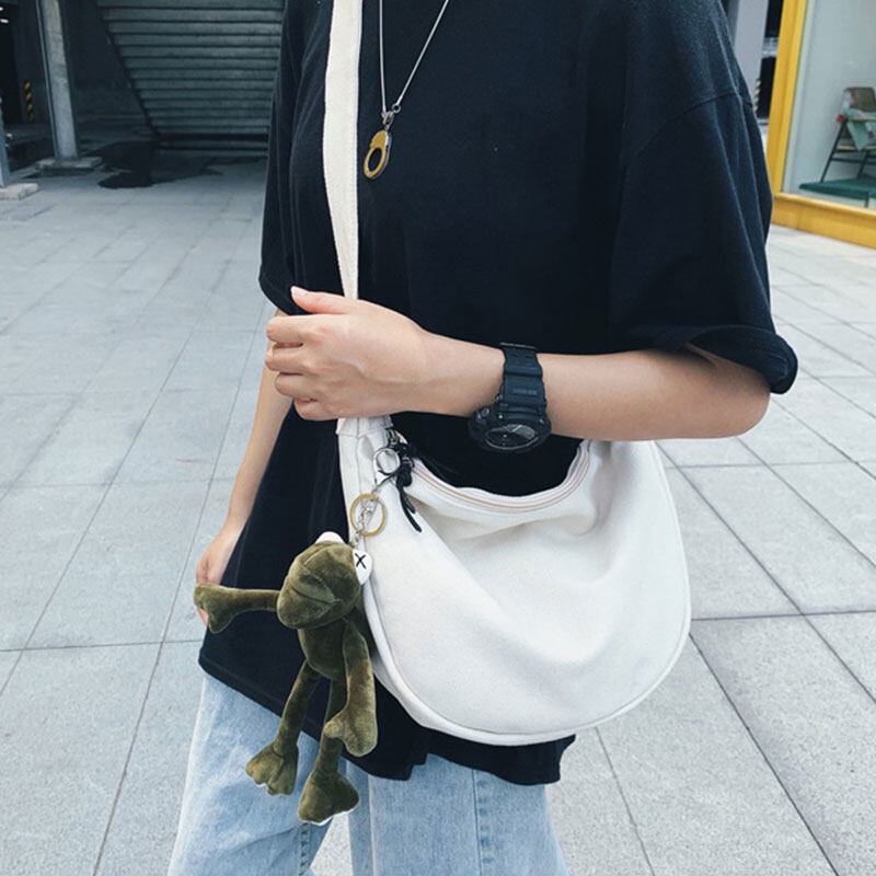 Túi vải YADOU thời trang đơn giản màu đen và trắng sức chứa lớn đa năng