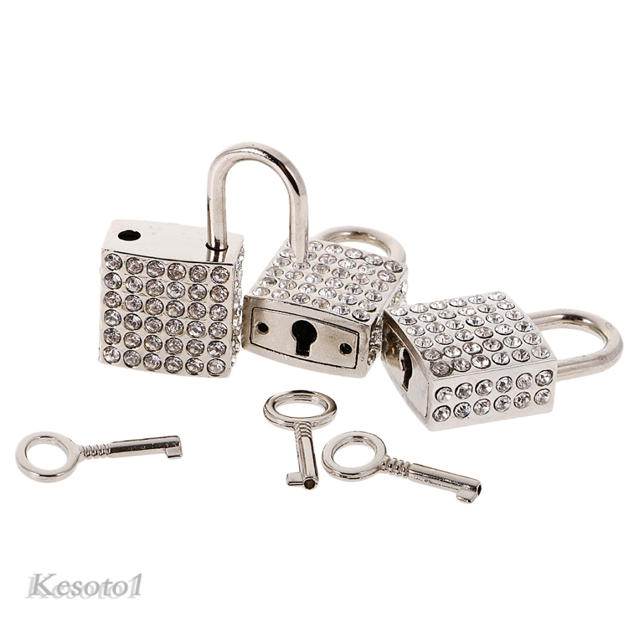 Fashion Square Padlock W / Key Locker Travel Locker Set Pendant Silver Gold