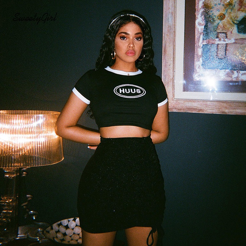 Áo Thun Croptop Cổ Tròn In Họa Tiết Màu Tương Phản Thời Trang Cho Nữ 2022