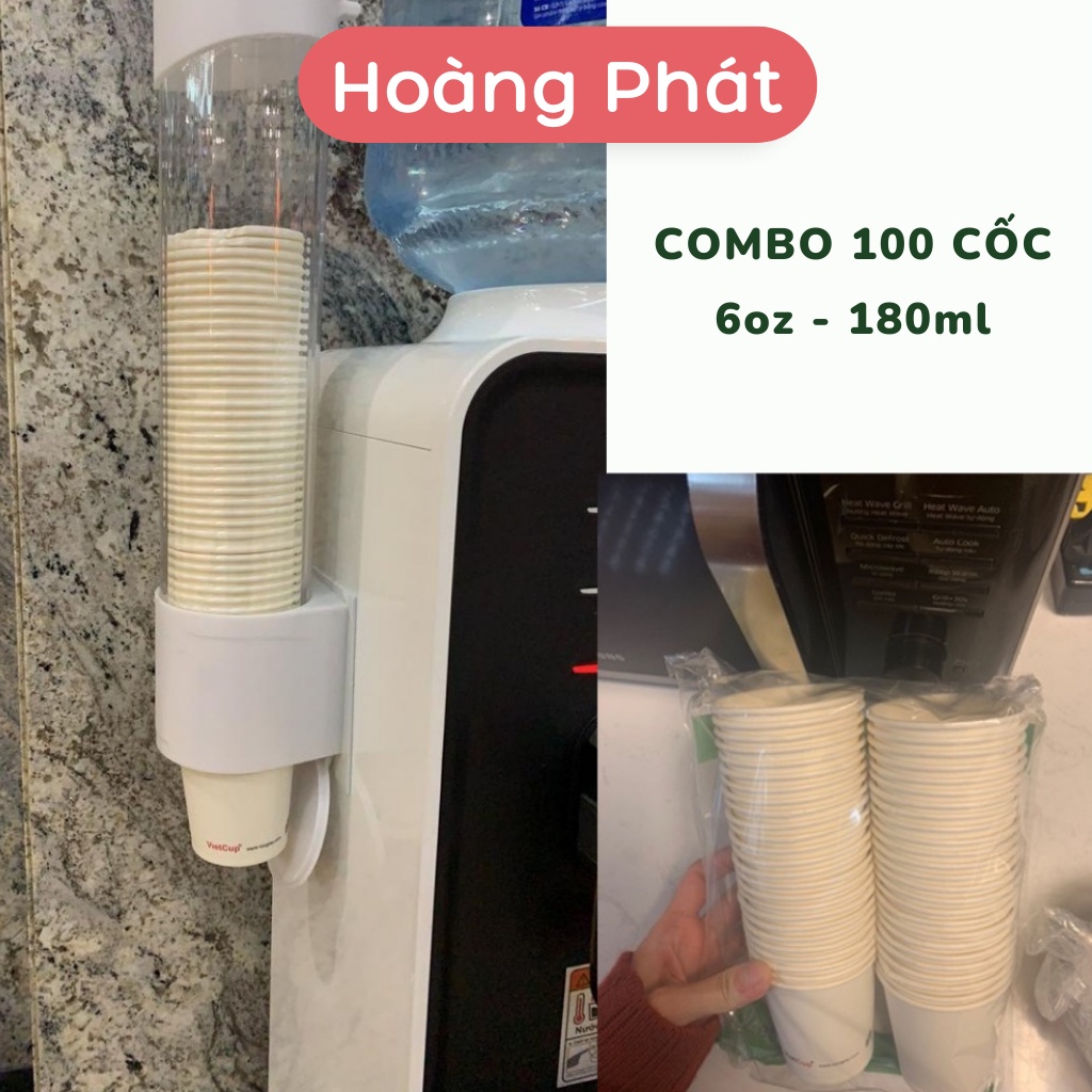 Ly Giấy, Cốc Giấy VietCup 6oz - 180 mL Dùng 1 Lần Combo 50 Cốc, 100 Cốc, Cao Cấp, Thân Thiện Với Môi Trường Hoàng Phát