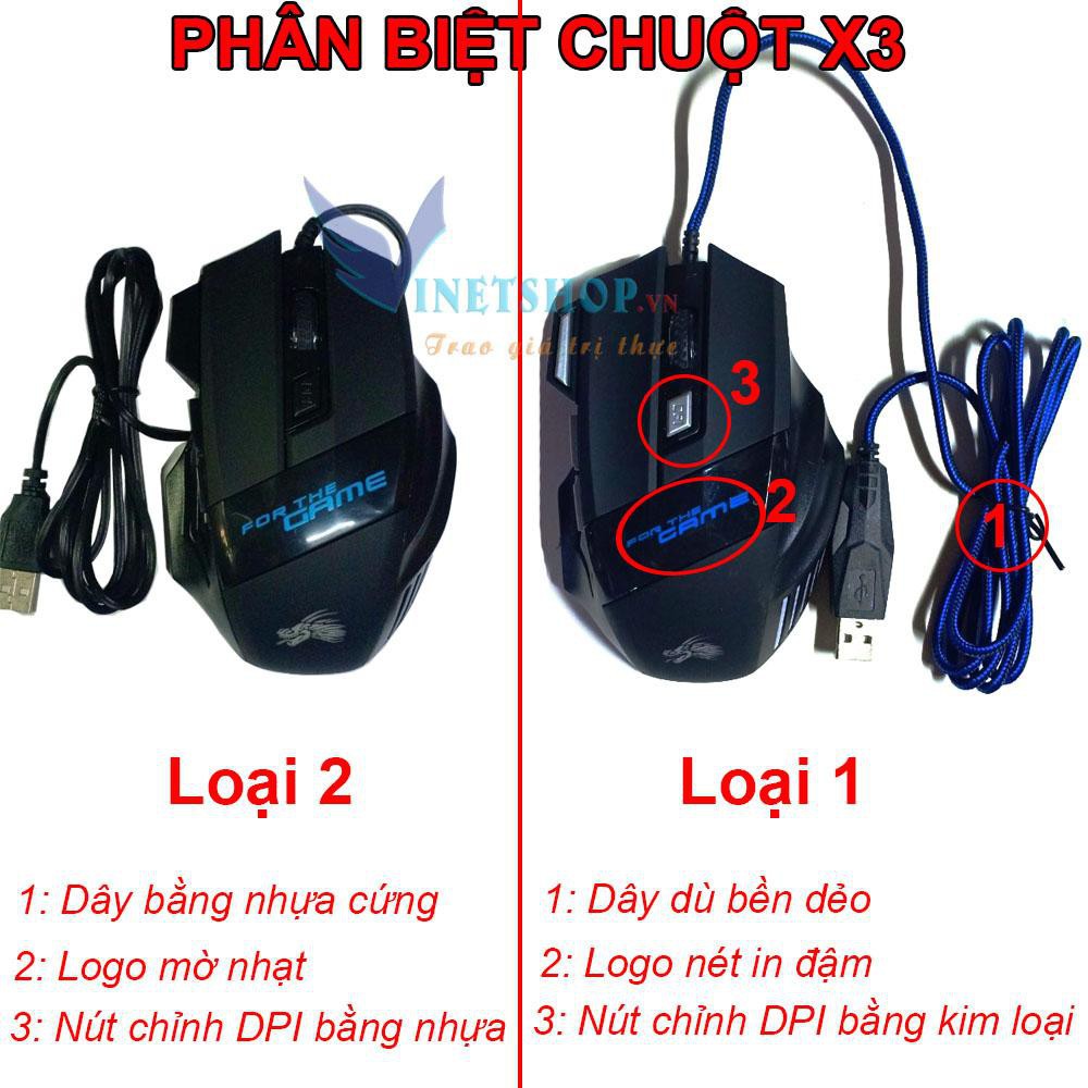 Chuột chơi game có dây Dragon X3 7 nút bấm led 7 màu DPI lên đến 5500 siêu mượt dây dài bọc dù chắc chắn -DC1250