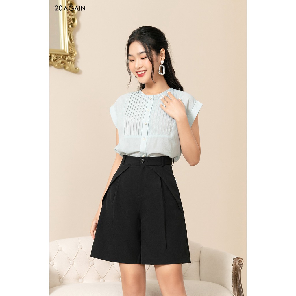 Áo Sơ Mi nữ công sở Gập Ly Ngực 20AGAIN ASA1146