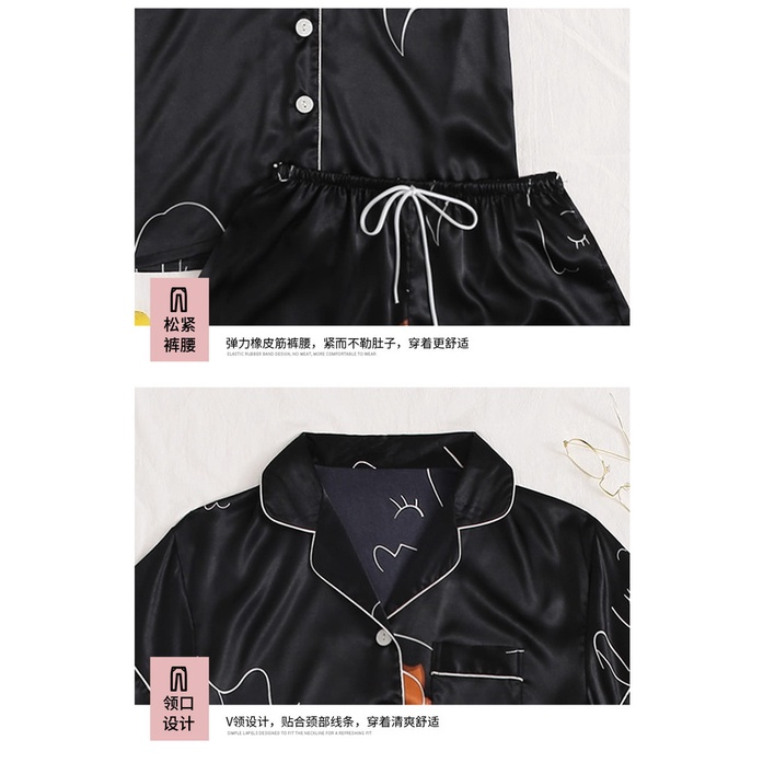 Bộ Đồ Ngủ Hai Mảnh Bằng Lụa Dáng Rộng Thoải Mái In Họa Tiết Đơn Giản Thời Trang Cho Nữ