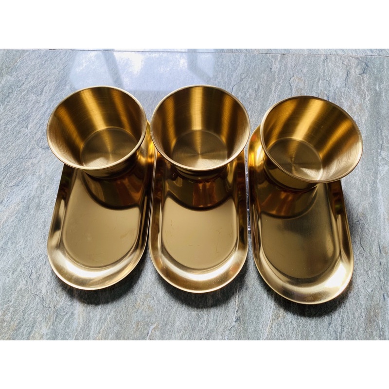 Bộ khay inox mạ vàng, khay spa - lucy store thiết bị vật tư spa