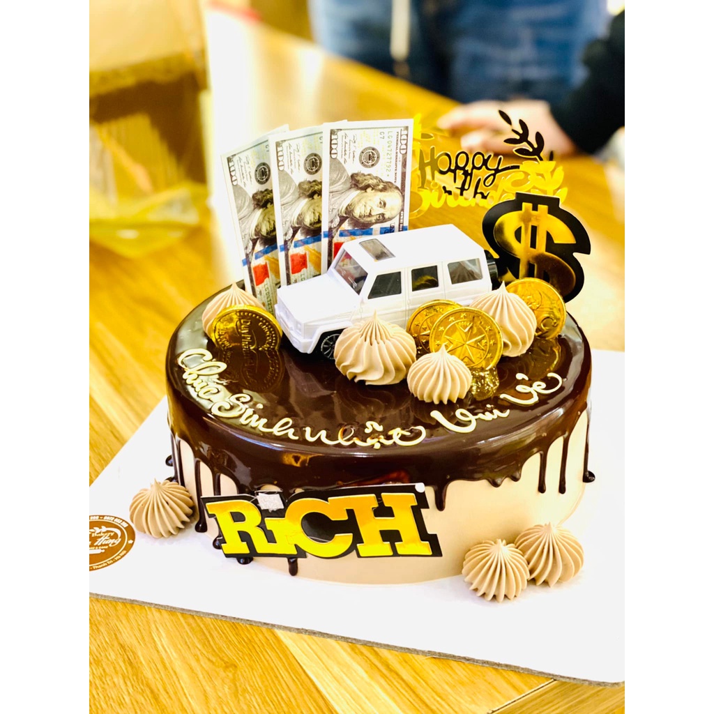 Bánh sinh nhật nam giới, đàn ông, oto, siêu xe, tiền, vàng, rượu, ngon, có sẵn, ship ngay