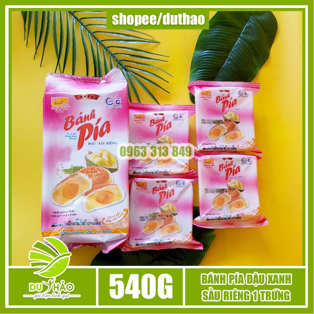 Bánh pía Sóc Trăng đậu xanh sầu riêng 1 trứng Tân Huê Viên 540g, bánh pía Sóc Trăng