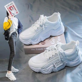 Giày thể thao nữ trắng- Giày sneaker đế cao da đẹp F888 siêu hot , mới nhất 2021