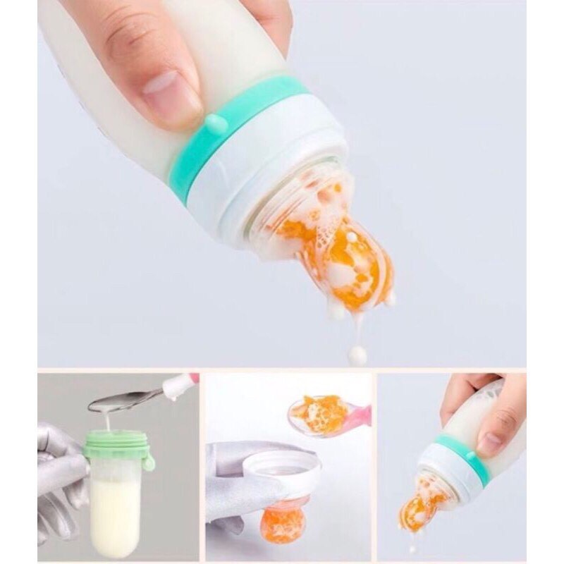 Bình Thìa Silicon VCOOL ăn bột - tặng kèm túi nhai hoa quả