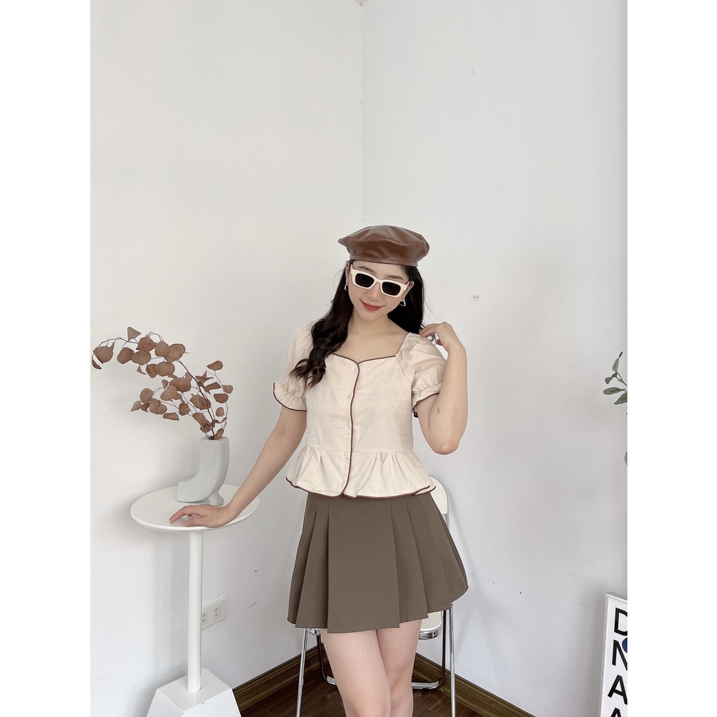 ÁO PEPLUM VIỀN KHÁC MÀU