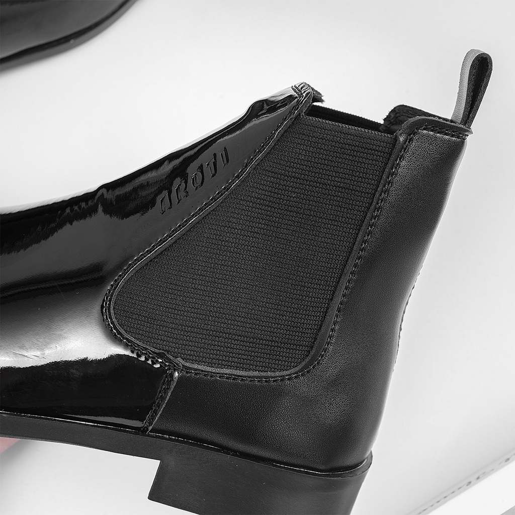 Giày Boot Nam Cao Cổ AROTI Chealsea Boot Chất Đẹp Cao Cấp,Đế Khâu Siêu Bền, Tăng Chiều Cao 3cm Form Hàn  G607-Mũi Trơn