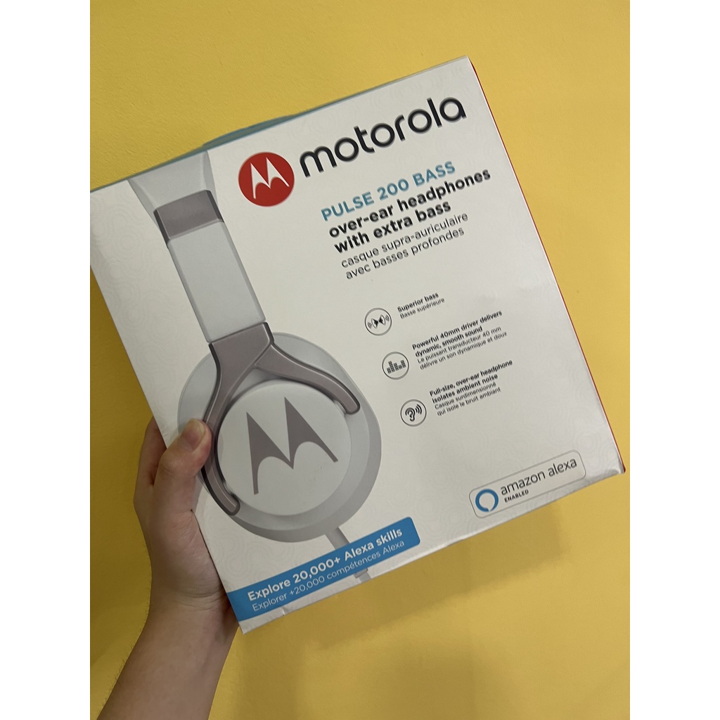 Tai nghe Motorola chup tai có dây Pulse Bass 200- Hỗ trợ mic đàm thoại - dây dài 1.2m - [Hàng mẫu, box xấu, tai nghe mới