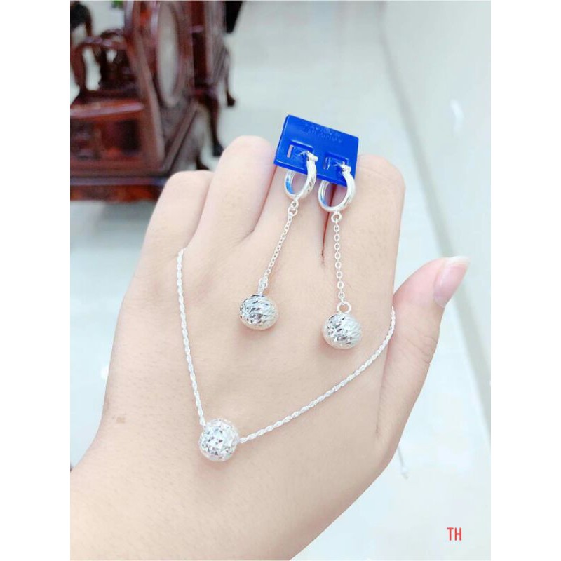 SET CẦU BẠC BÔNG TAI DÁNG DÀI.
