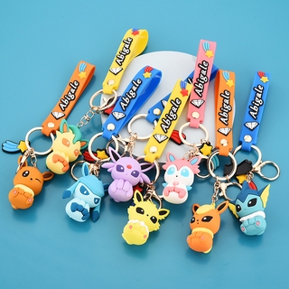 Creative Pokémon Elf Keychain Cartoon Third Generation Pikachu Keyring Cute School Bag Ornament Gift Car Key Chain Ornament
