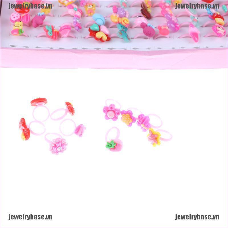 Bộ 10 nhẫn nhựa resin phong cách hoạt hình xinh xắn đáng yêu cho bé gái