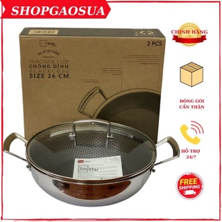 Chảo chống dính tổ ong  BLACKCUBE FIVESTAR 3 lớp đáy liền inox 304 siêu bền