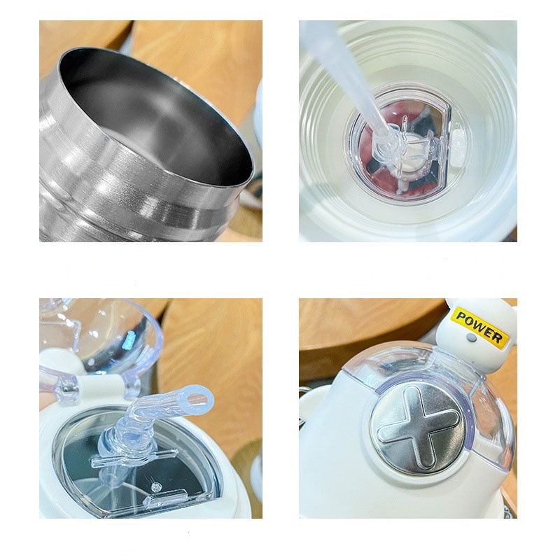 Bình nước giữ nhiệt Cool Bear Power nắp bấm ống hút silicon kiểu dáng dễ thương kèm dây đeo,mang đi học đi làm,quà tặng