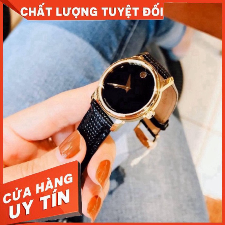 Đồng hồ nữ Movado da đen sang chảnh hợp trend thời trang giưới trẻ, chống nước , bảo hành 12 tháng