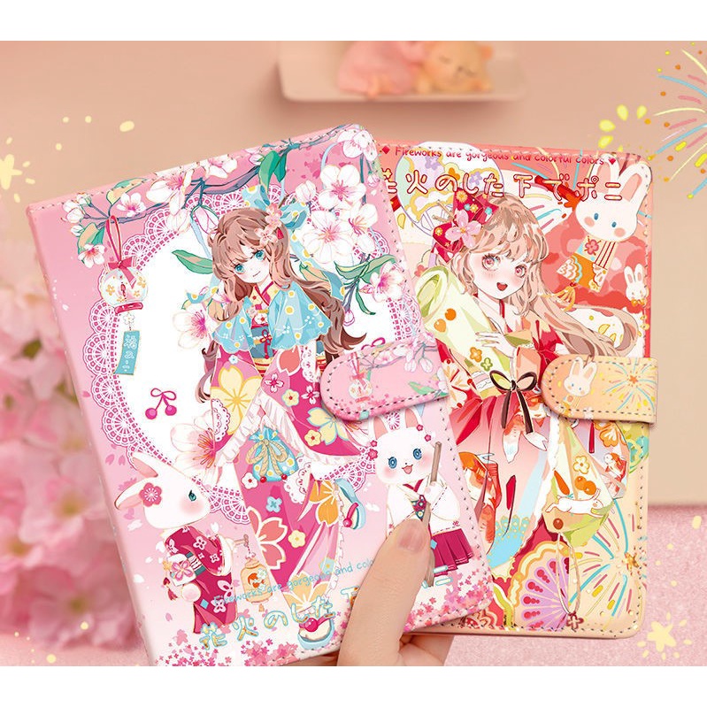 Sổ tay A5 - Da Pu - ánh kim - hoạt hình anime - 128mm x 185mm