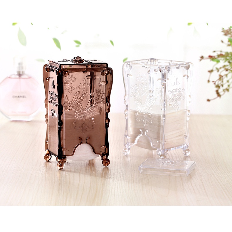 Hộp Đựng Bông Tẩy Trang Có Nắp Đậy Trang Điểm Mini Chống Bụi Cao Cấp