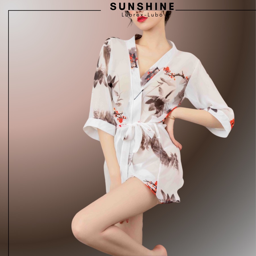 Áo Choàng Kimono Voan Hoa Xuyên Thấu Gợi Cảm- SUNSHINE LUBREXLUBO-KMN1084