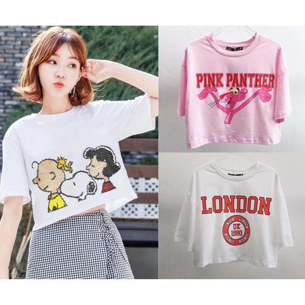 Áo croptop ZR siêu xinh in Best Friend, London và Mickey