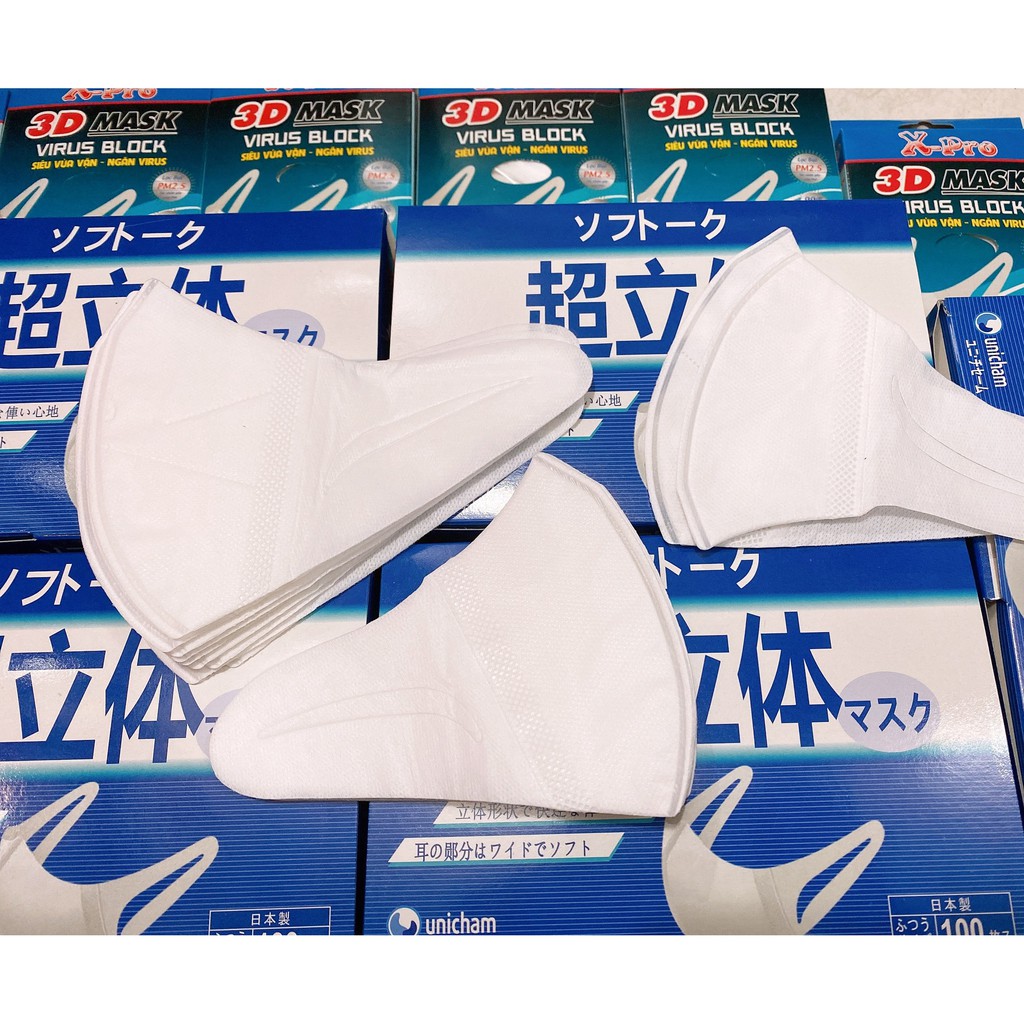 Hộp 100 Cái Khẩu Trang 3D Người Lớn Dập Công Nghệ Mới | BigBuy360 - bigbuy360.vn