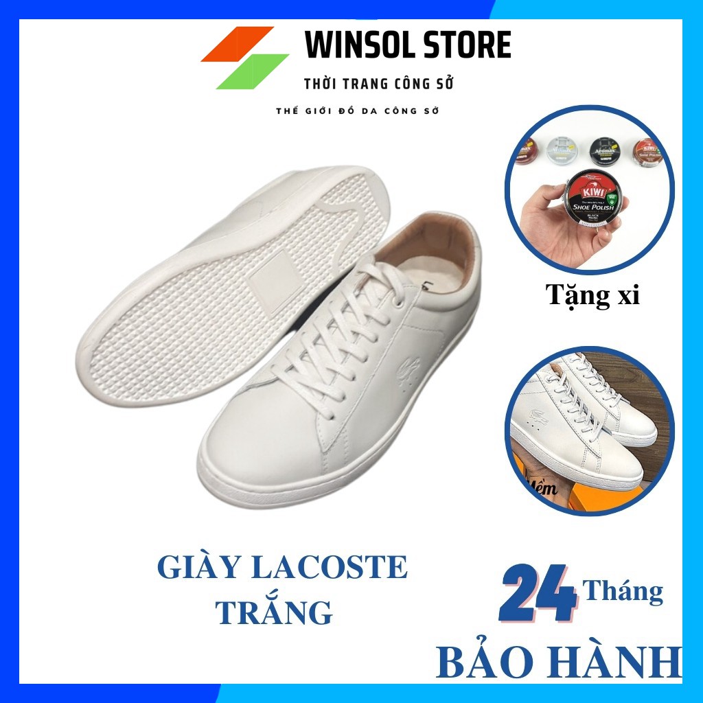 Giày Thể Thao Sneaker Da Bò Cao Cấp 𝐋𝐚𝐜𝐨𝐬𝐞 Cổ Thấp Buộc Dây Màu Trắng Sữa Trẻ Trung G0116 | BigBuy360 - bigbuy360.vn