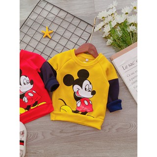 Áo nỉ mickey tay pha cho bé