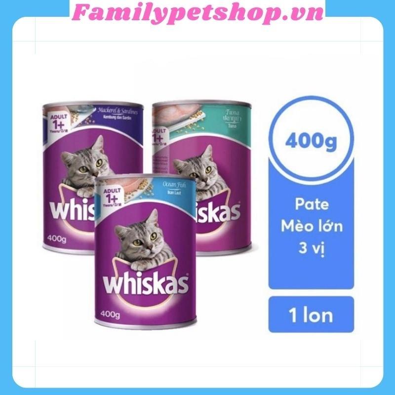 Pate whiskas lon cho mèo lớn-thức ăn cho mèo-lon 400g-familypetshop.vn