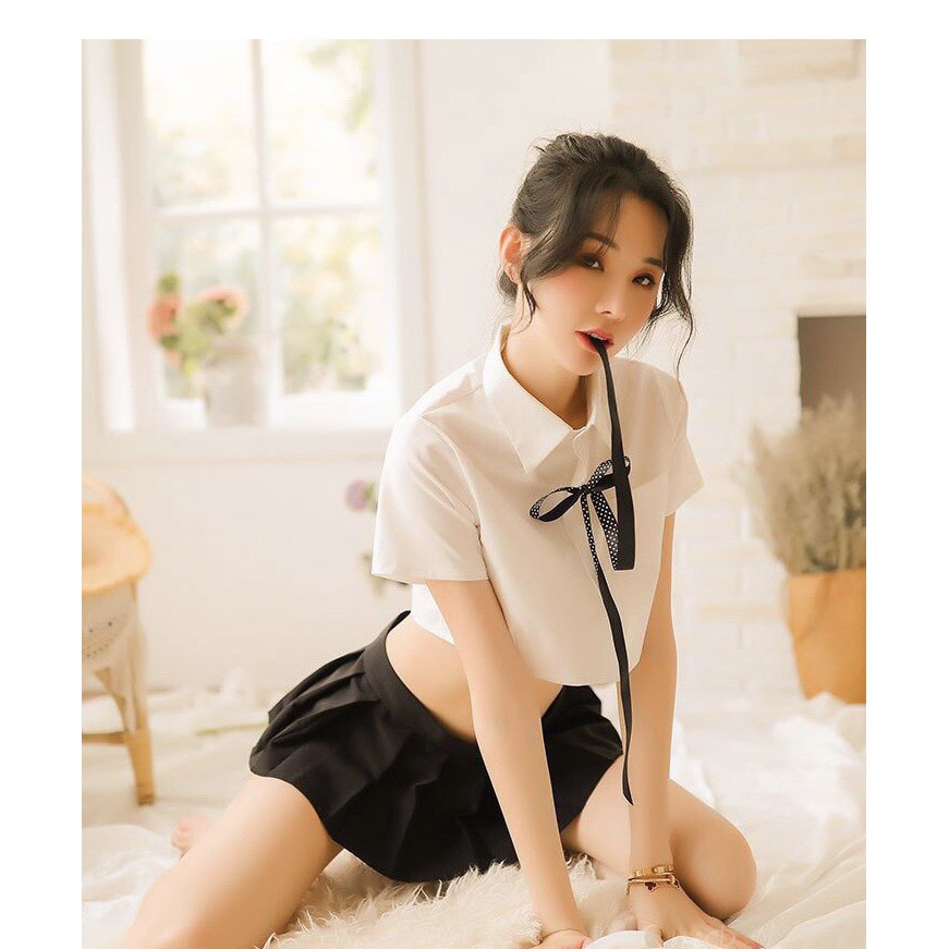 Đồ Ngủ Cosplay chất đẹp, thích hợp cho chị em, màu Trắng Đen - Chocochip Shop