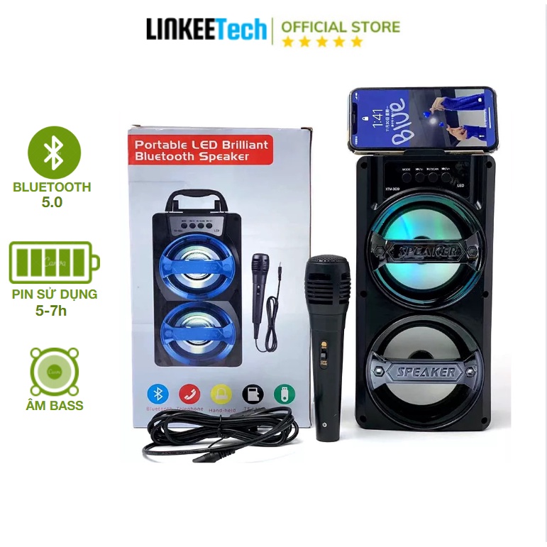 Loa Kéo Bluetooth Karaoke LinkeeTech YD Đen 10W Đầu AUX in - Chính hãng, BH 12 tháng thumbnail