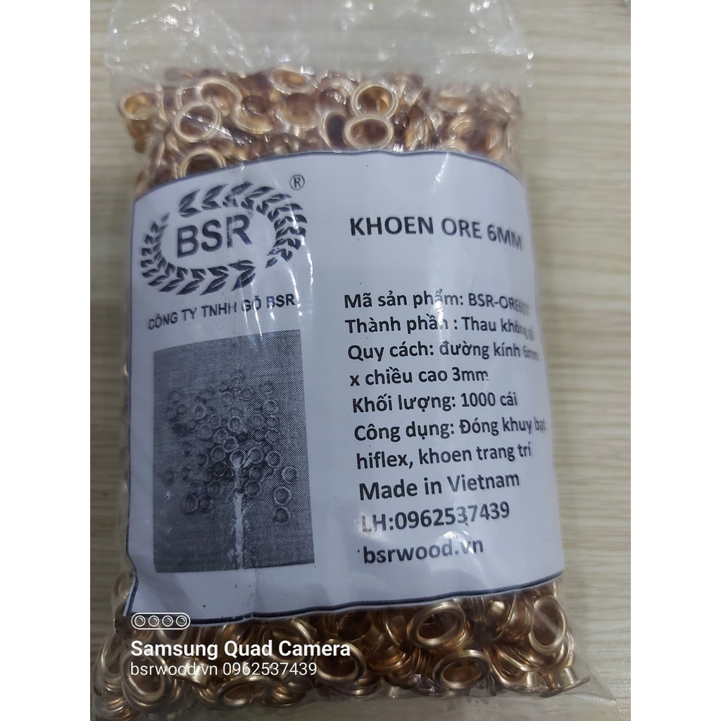 Khoen ore 6mm Khoen mắt cáo 6ly Bằng Thau không gỉ (mỏng) Màu bạc,vàng,đồng Khuy mắt cáo Chuyên bấm vải Phụ liệu may mặc