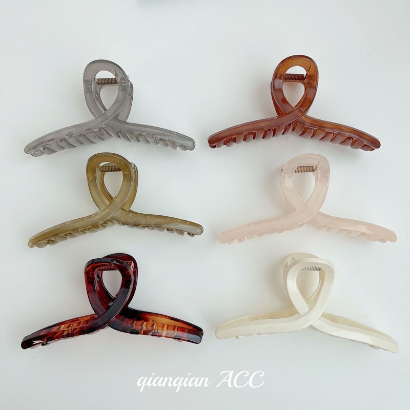 Kẹp Tóc Dạng Thạch Cỡ Lớn Màu Sắc Tối Giản Phong Cách Hàn Quốc