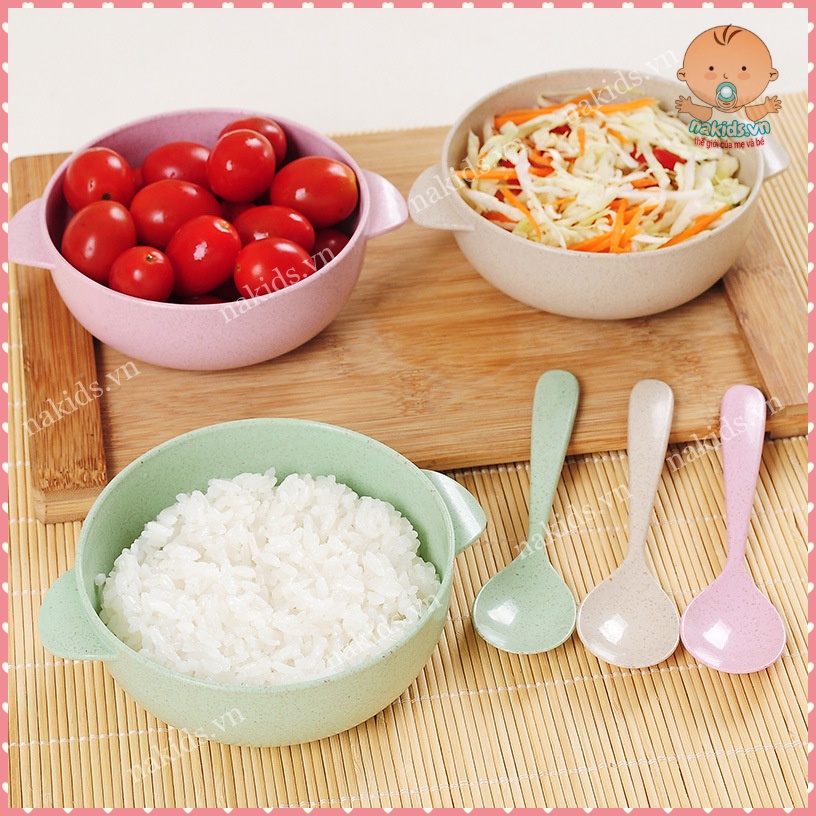 Bát Lúa Mạch Kèm Thìa - Bộ Bát Lúa Mạch Cho Bé Ăn Dặm
