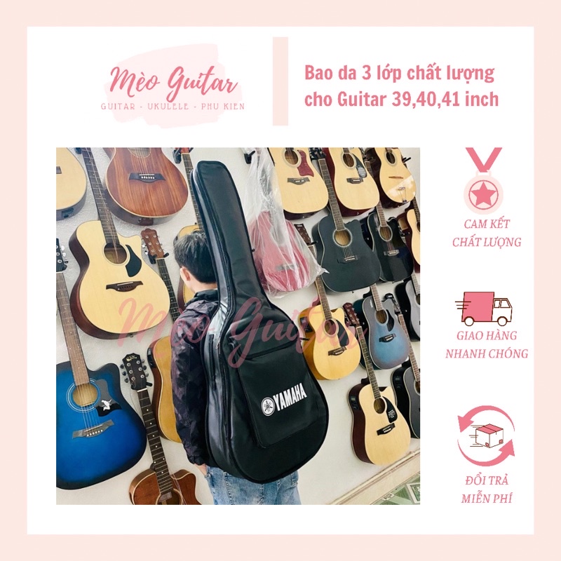Bao da 3 lớp cho đàn Guitar 39 40 41 inch chắc chắn chất lượng | bao da chống thấm nước cho đàn guitar Mèo Guitar