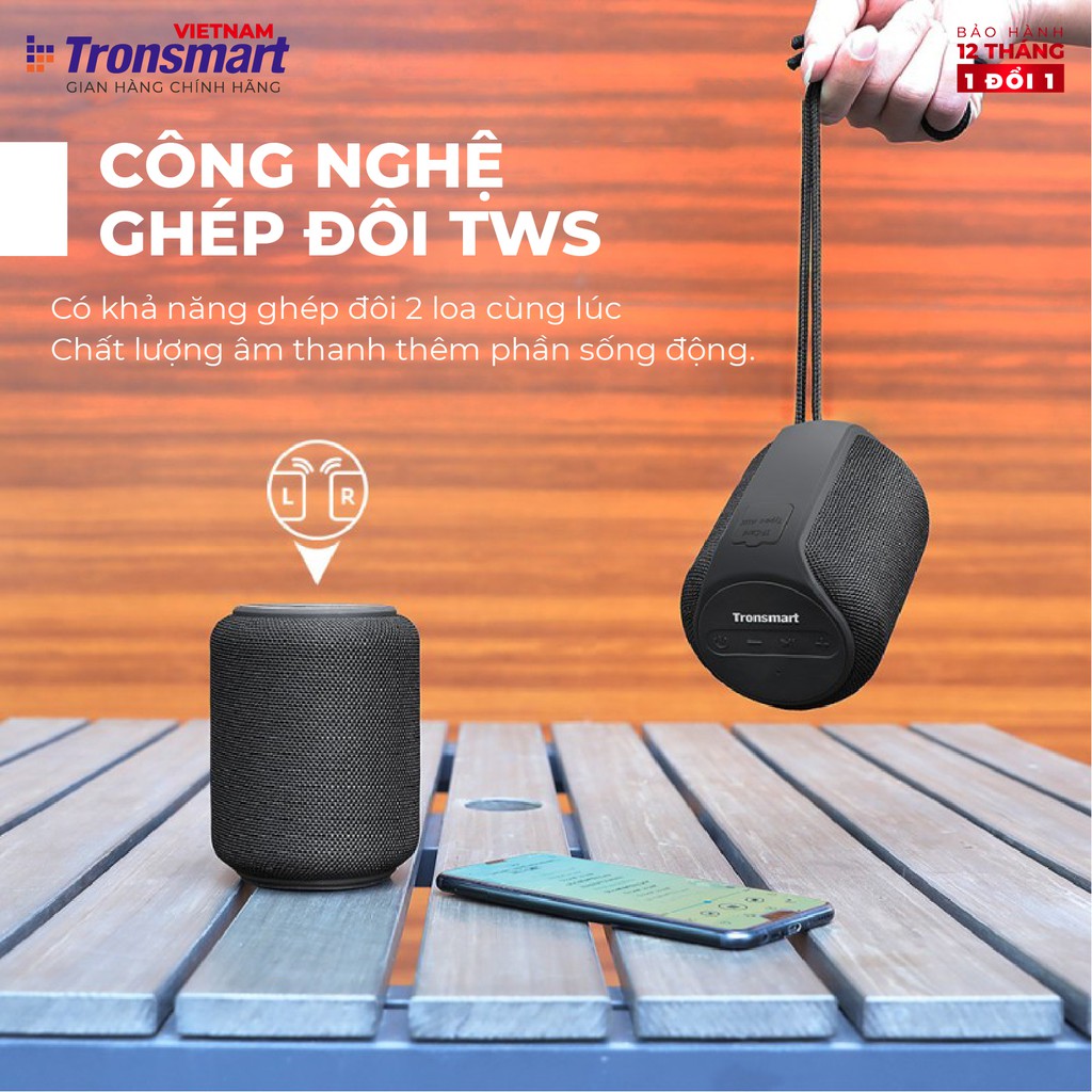 Loa Bluetooth 5.0 Tronsmart Element T6 Mini Chống nước IPX6 - 15W - Bảo hành 12 tháng