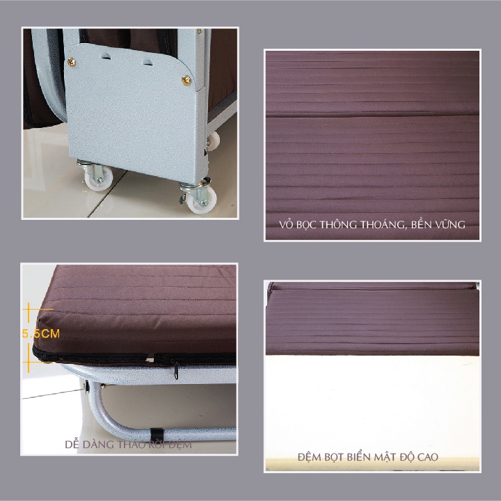 Giường gấp văn phòng nghỉ trưa chuyển đổi thông minh nhiều chế độ , Rộng 65cm x Dài 1m8 x Cao 26cm