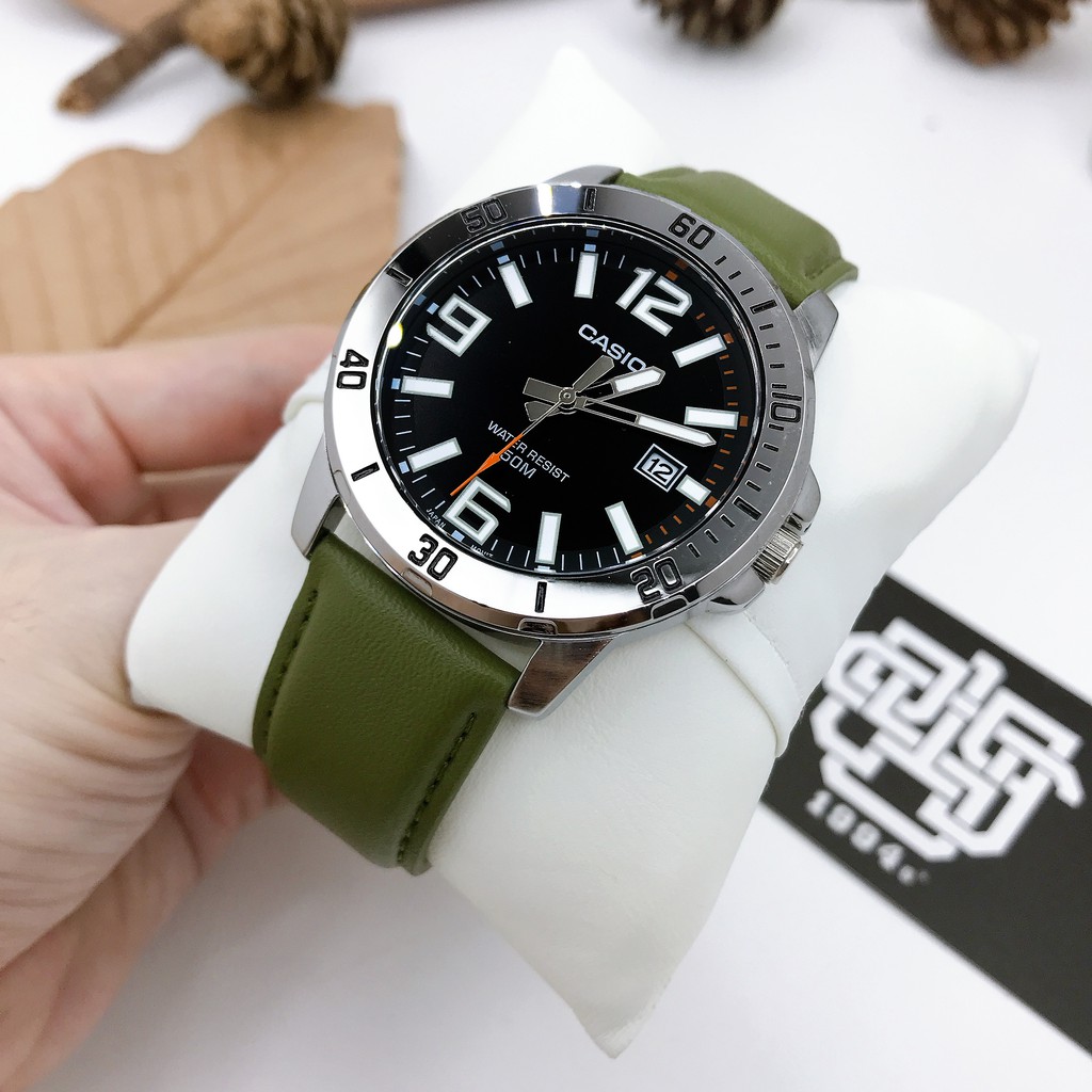 Đồng hồ nam Casio MTP-VD01L / MTP-VD01L-2B dây da, size 45mm, chống nước 50m, hàng chính hãng