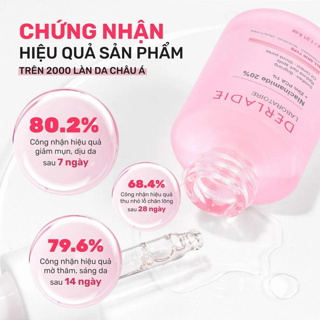Tinh chất giảm mụn, se lỗ chân lông Derladie Pore Tightening Ampoule Niacinamide 20%+ ZinC PCA 1% 30ml