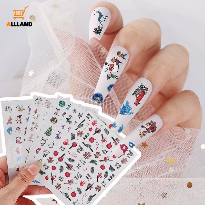 Miếng Dán Trang Trí Móng Tay Chủ Đề Giáng Sinh Dễ Thương