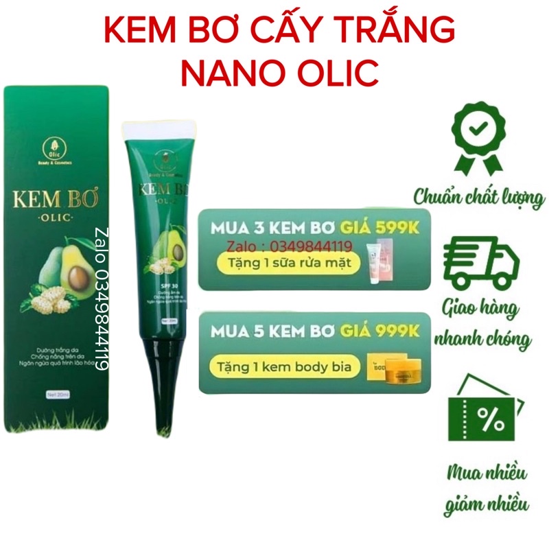 [ CHÍNH HÃNG ] KEM BƠ CẤY TRẮNG NANO OLIC MẪU MỚI