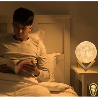 Đèn Ngủ Để Bàn Mặt Trăng Moon Light 3D 15Cm Màu Vàng Ấm Và Đa Sắc Thích Hợp Trang Trí Decor phòng ngủ + Có tặng kèm pin