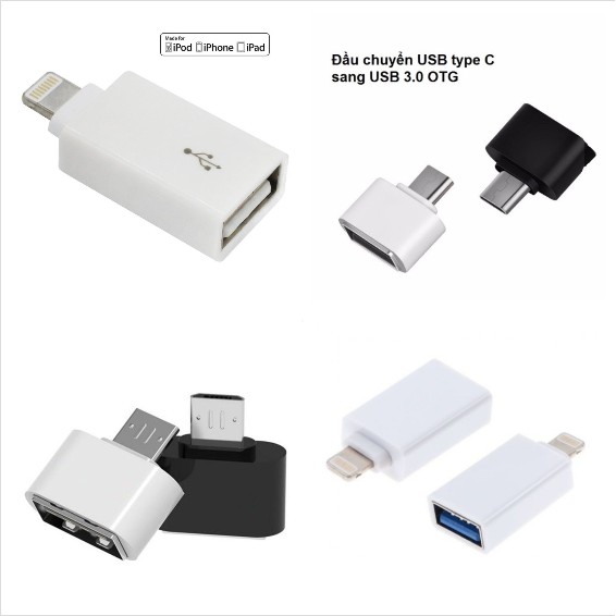 [FREESHP-150K] ĐẦU CHUYỂN OTG TỪ MICRO-USB, IPHONE, TYPE-C RA USB TIỆN LỢI