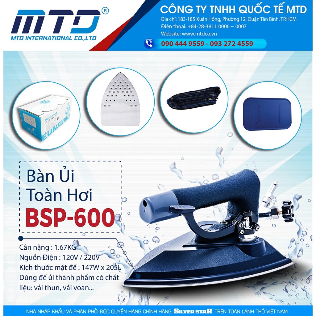 Bàn ủi toàn hơi BSP-600 SILVER STAR - Hàng chính hãng
