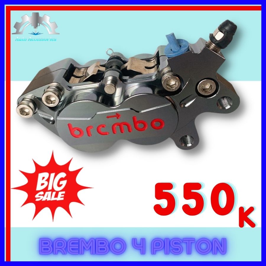 Heo dầu BRCMBE 4piston, Có Pát CNC cả Trước và Sau cho tất cả các dòng xe, size đĩa Zin, 220mm, 245mm, 260mm, 290mm
