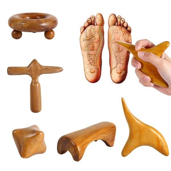 Fragrant Wood Hexagonal Palm Foot Full Body Gua Sha Hand SPA Massager Tool