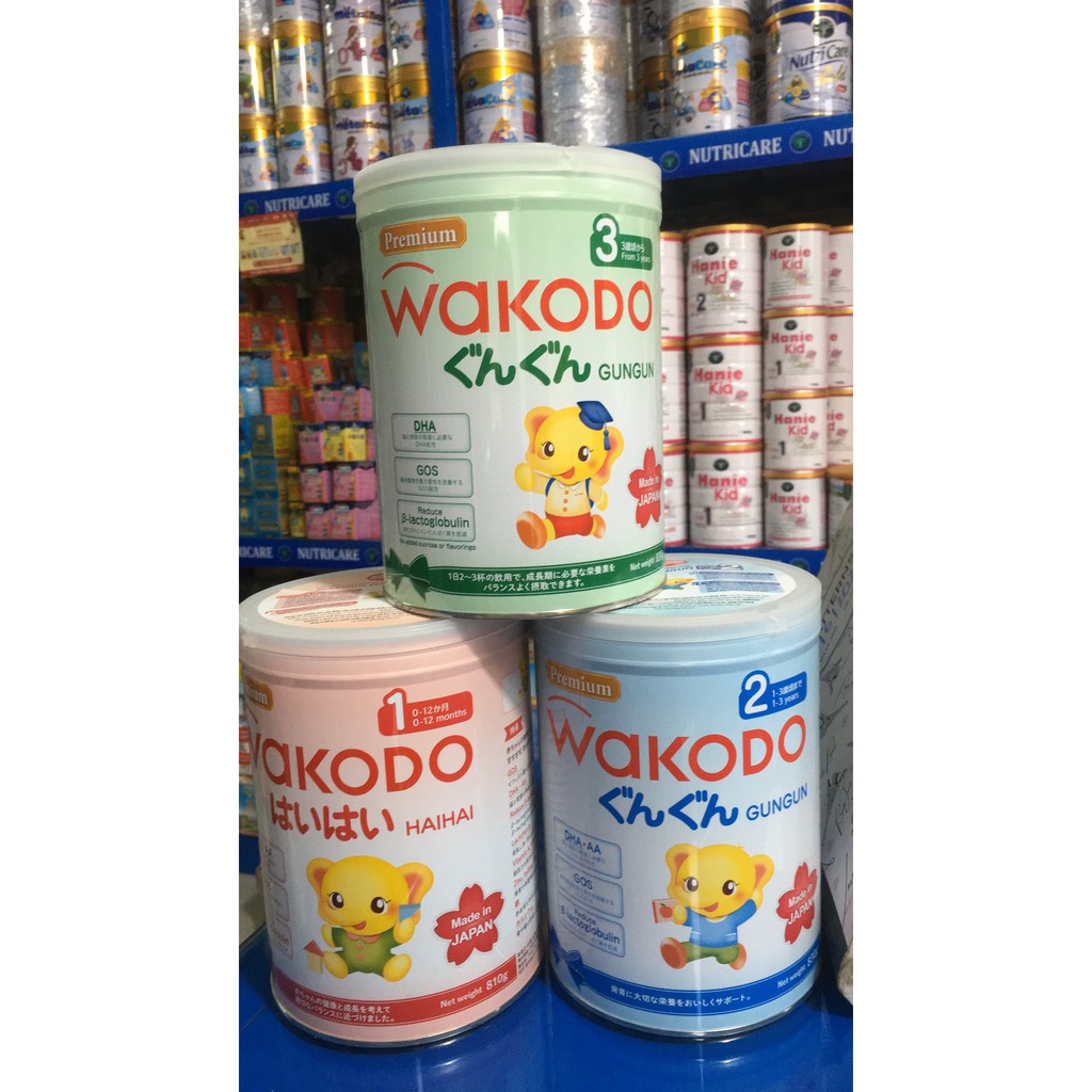 {Mẫu mới_ Sữa Wakodo số 1(810g),số 2(830g),số 3( 830g).